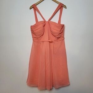 David's Bridal Bridesmaids Chiffon Short Dress Size 14